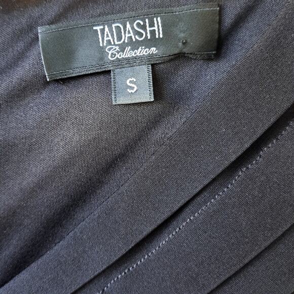 TADASHI SHOJI Black Jersey Shutter Pleated V-neck Cocktail Party Dress Small - Picture 7 of 11